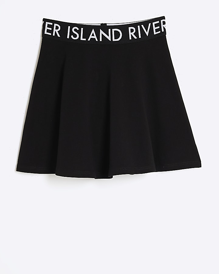 Girls black flared skirt