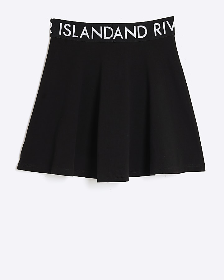 Girls black flared skirt