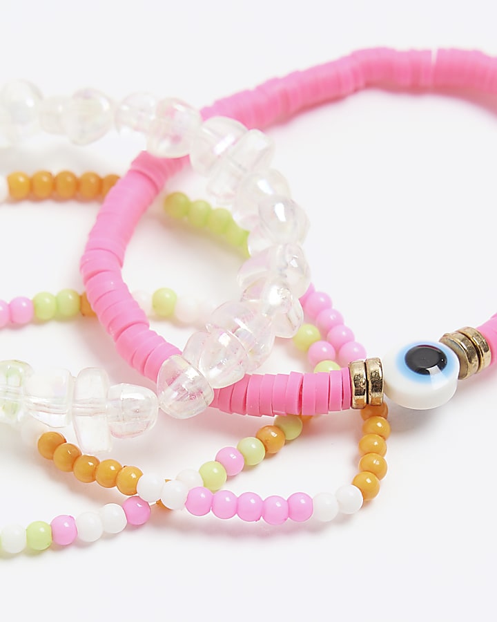 Pink Neon Beaded Bracelets Multipack