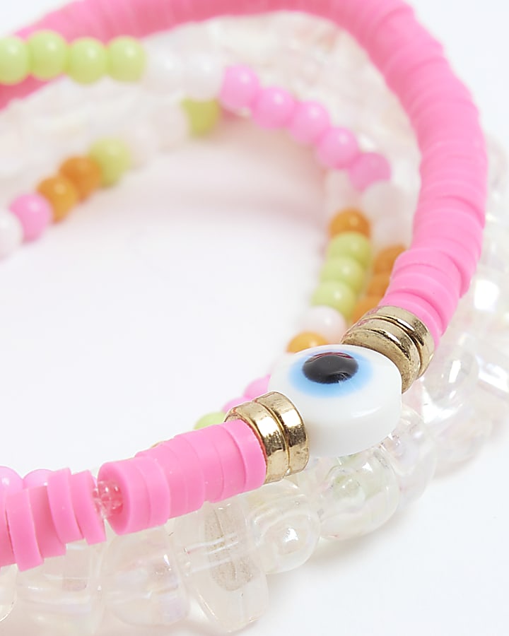 Pink Neon Beaded Bracelets Multipack