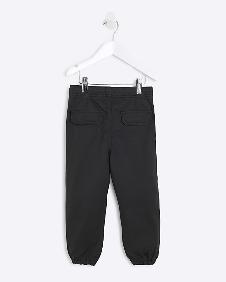 Mini Boys Black Parachute Cargo Trousers