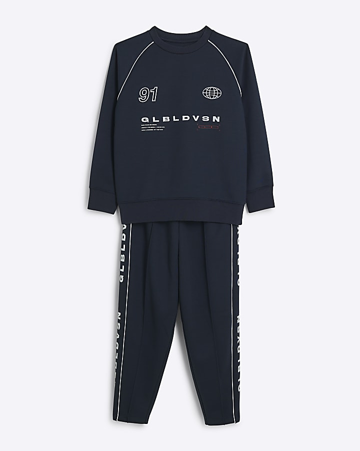 Boys Navy Graphic Sweatshirt And Joggers Set