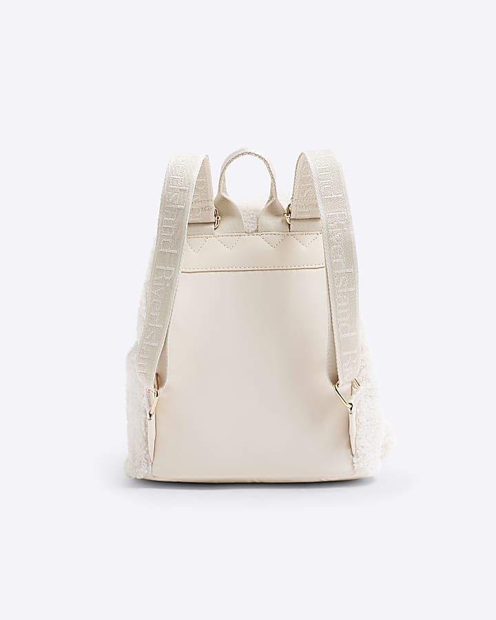 Girls Cream Borg Backpack