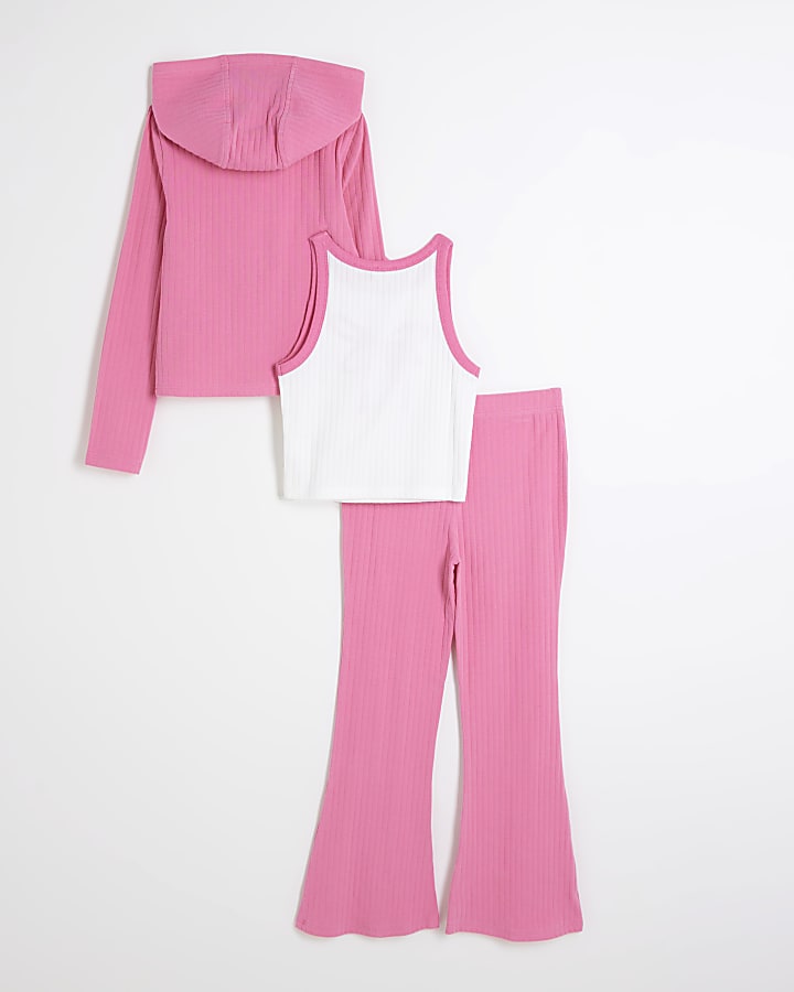 Girls pink bow tank top 3 piece set