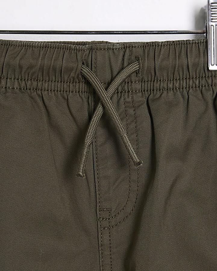 Mini Boys Khaki Embroidered Cargo Trousers