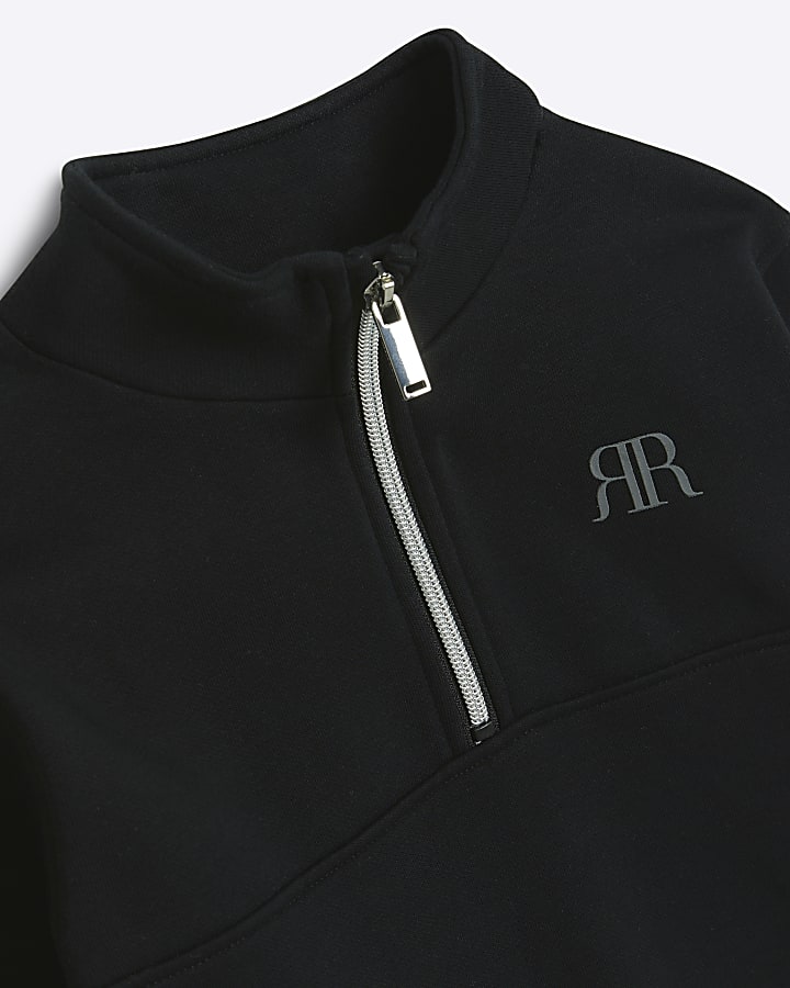 Boys black funnel half zip sweatshirt