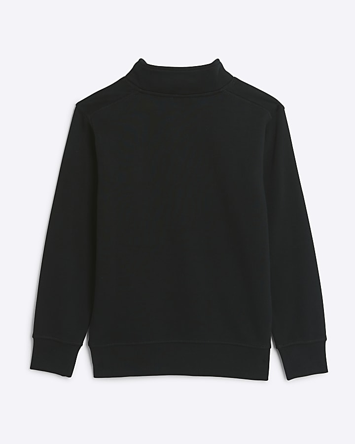 Boys black funnel half zip sweatshirt