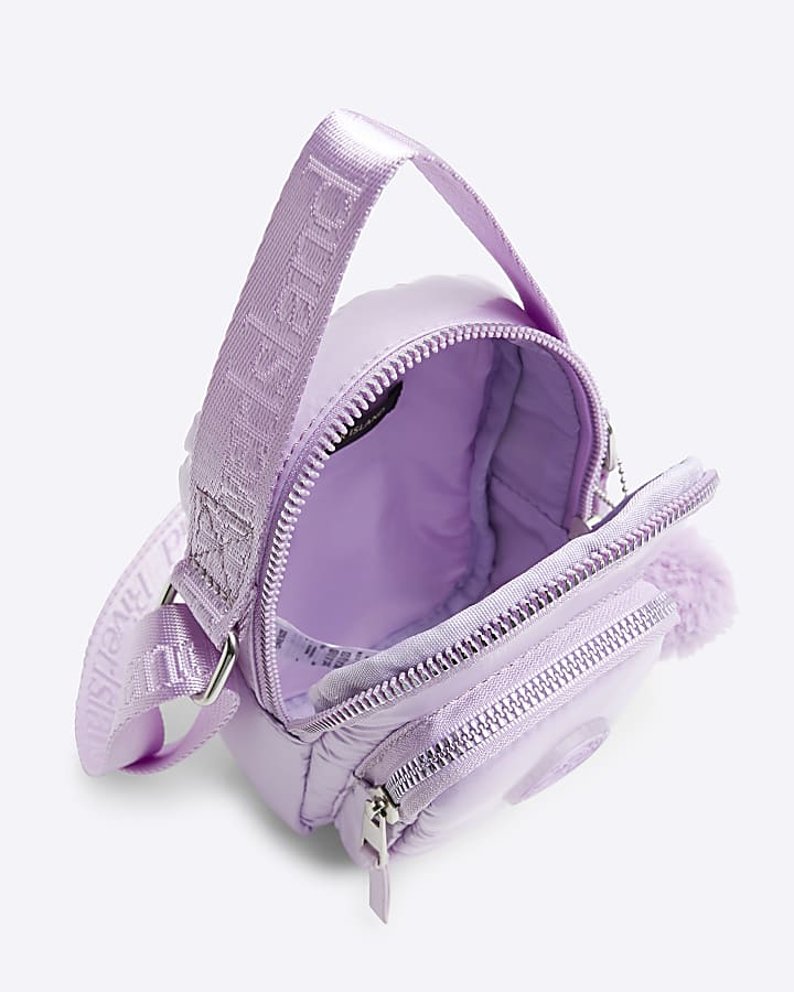 Girls Purple Nylon Metallic Cross Body Bag