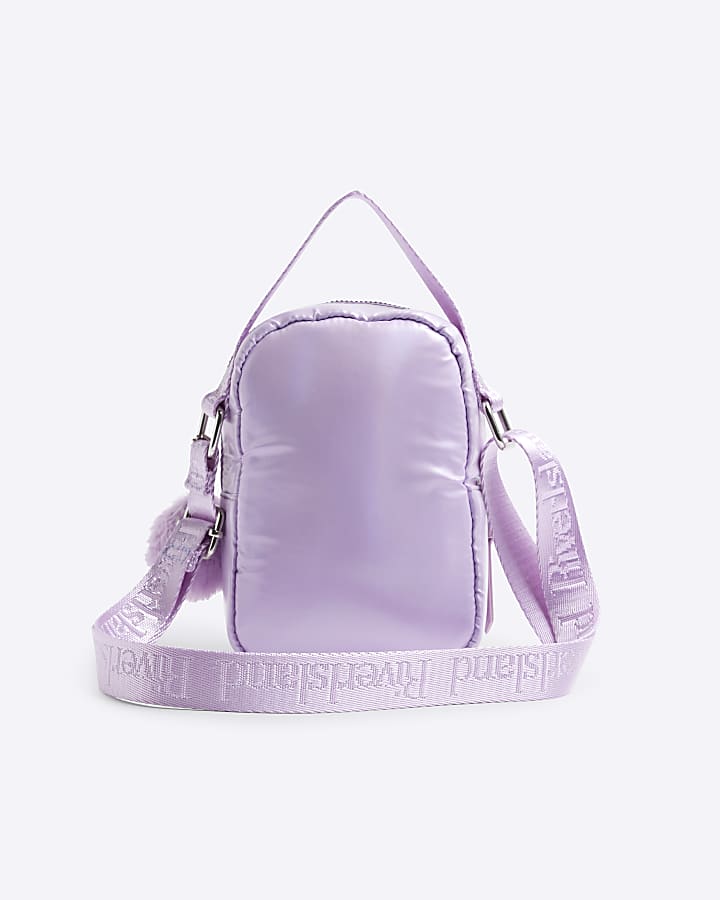 Girls Purple Nylon Metallic Cross Body Bag