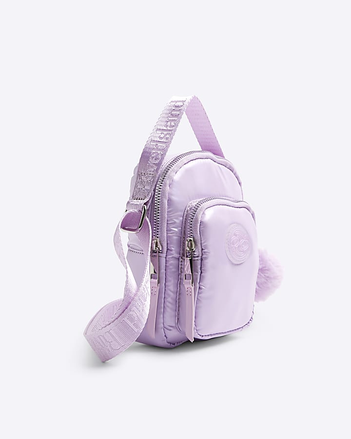 Girls Purple Nylon Metallic Cross Body Bag