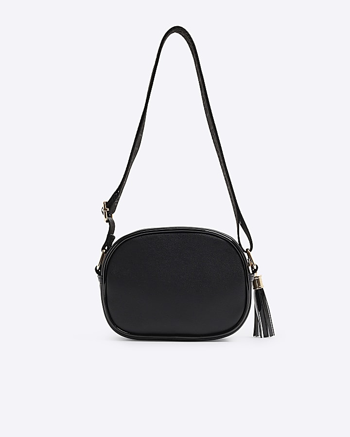 Girls Black Bow Studded Cross Body Bag