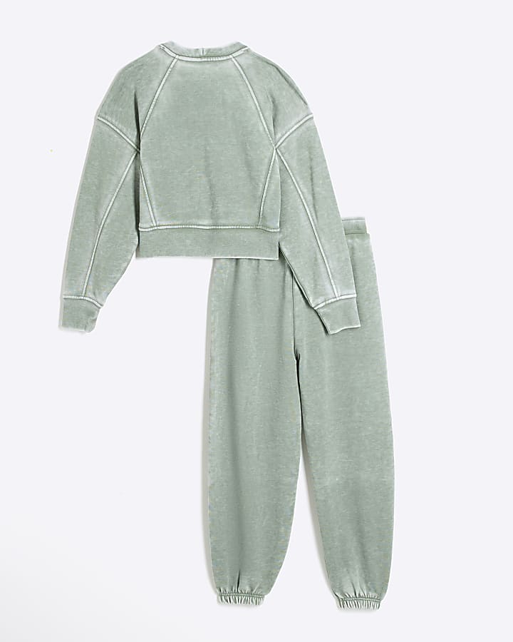 Girls green iconic sweatshirt and joggers set