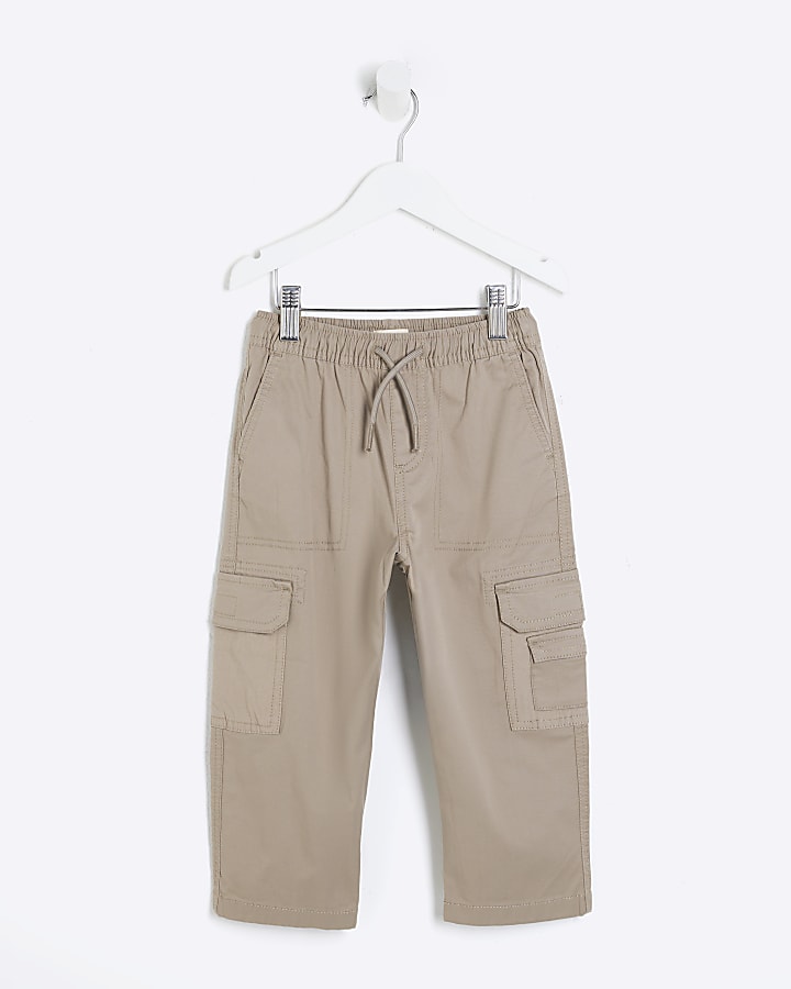 Mini Boys Stone Pull On Cargo Trousers