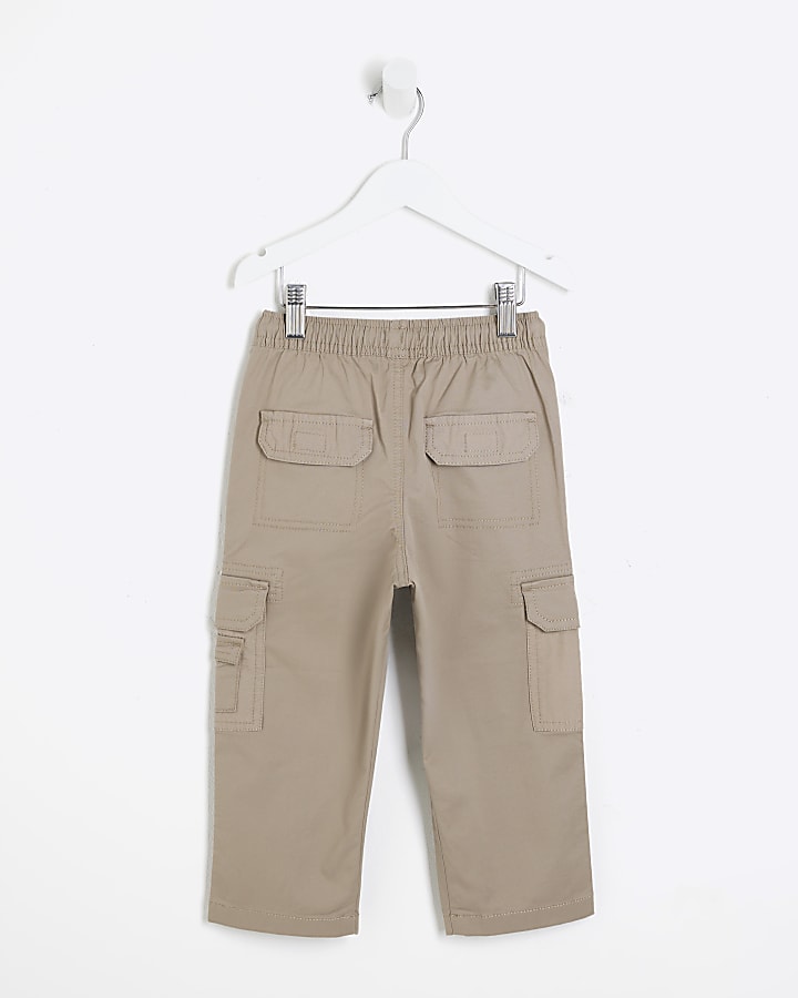 Mini Boys Stone Pull On Cargo Trousers