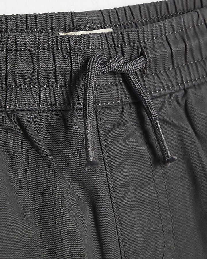 Mini Boys Grey Zip Pocket Cargo Joggers