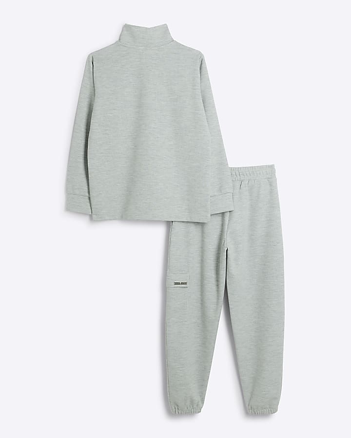 Boys grey utility funnel sweatshirt set