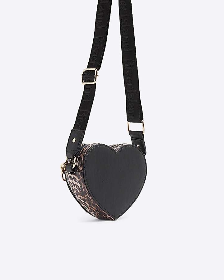 Girls Nylon Leopard Print Heart Bag