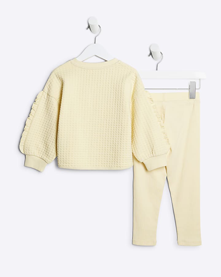 Mini Girls Yellow Frill Sweatshirt Set