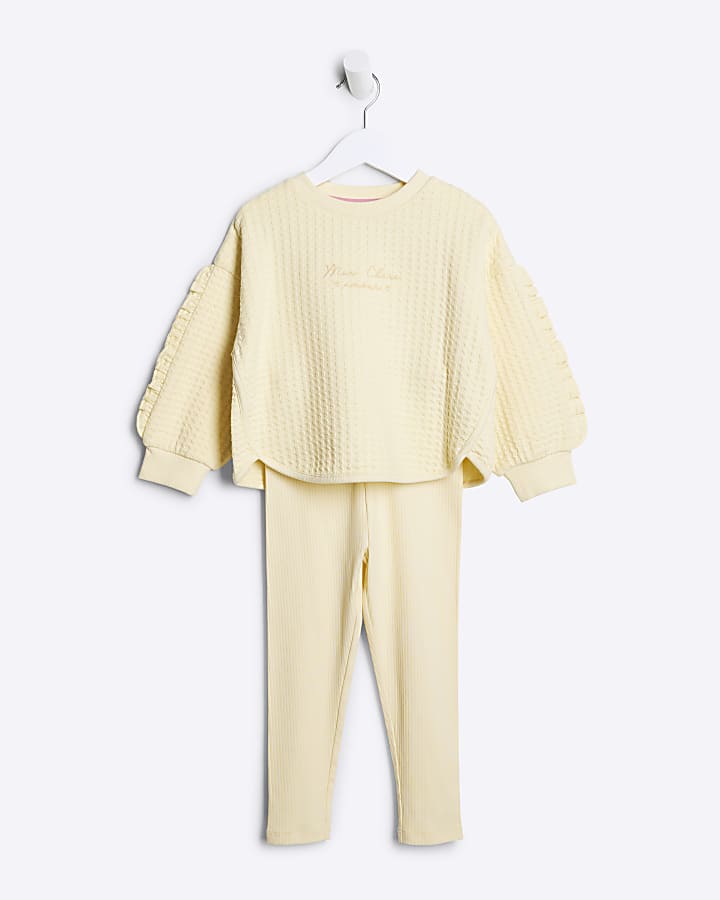 Mini Girls Yellow Frill Sweatshirt Set