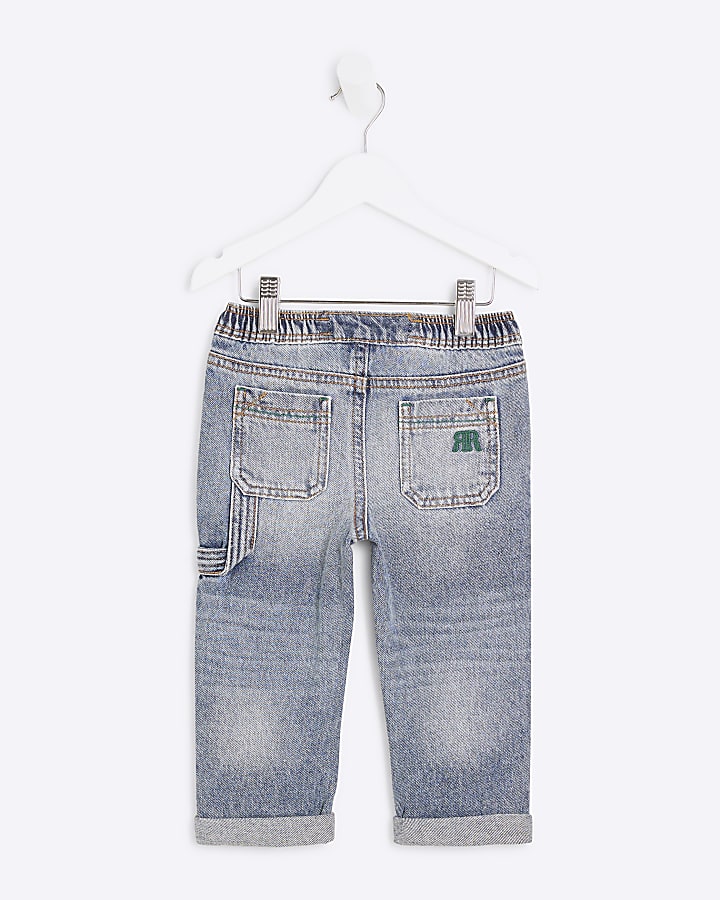 Mini Boys Blue Ripped Tapered Jeans