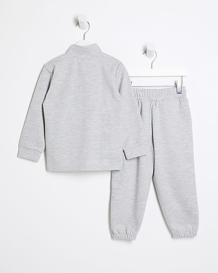 Mini boys grey utility funnel sweatshirt set