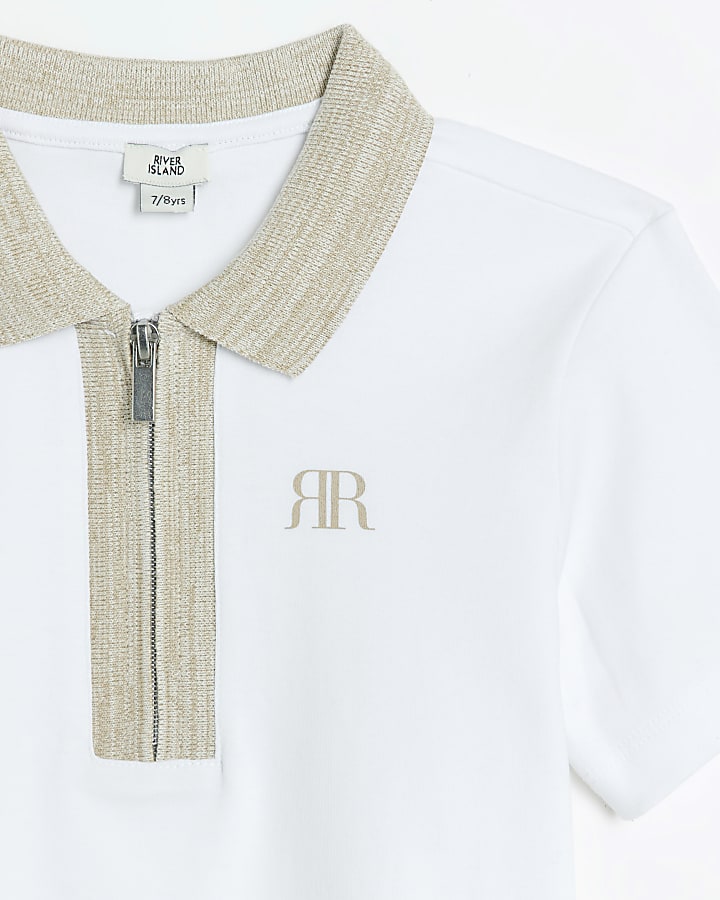 Boys ecru collar polo shirt