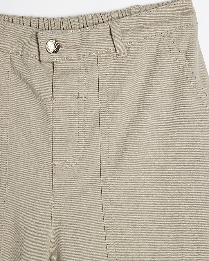 Girls Beige barrel cargo trousers
