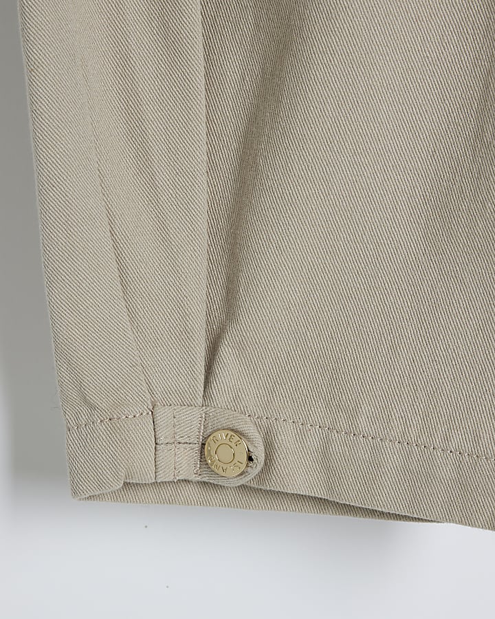 Girls Beige barrel cargo trousers