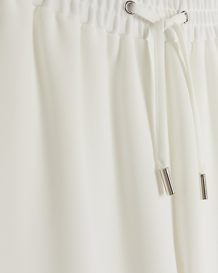 Girls white wide leg trousers