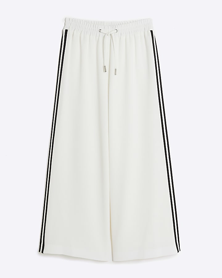 Girls white wide leg trousers