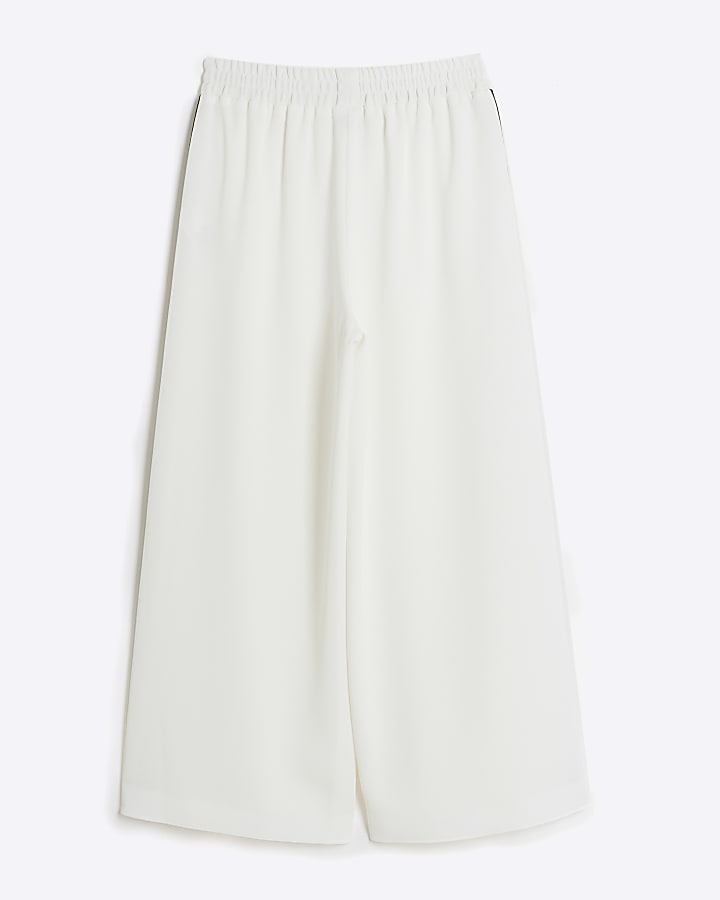 Girls white wide leg trousers