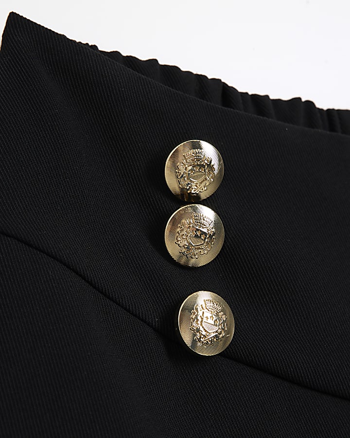 Girls black button detail shorts