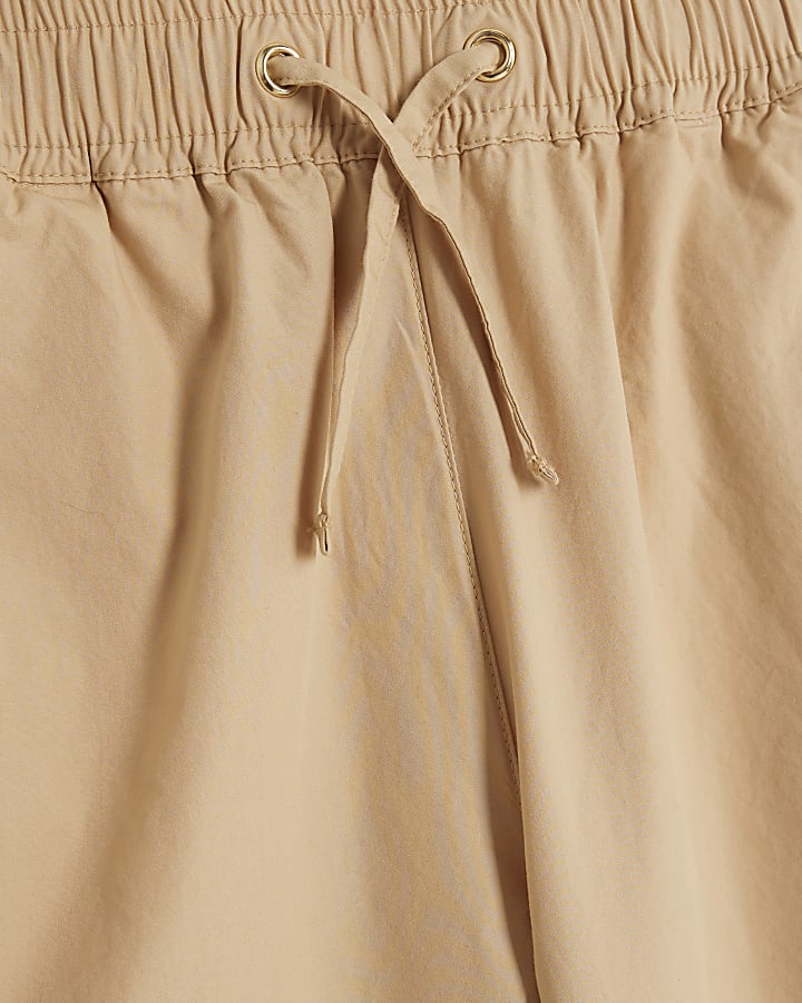 Girls beige wide leg cargo trousers