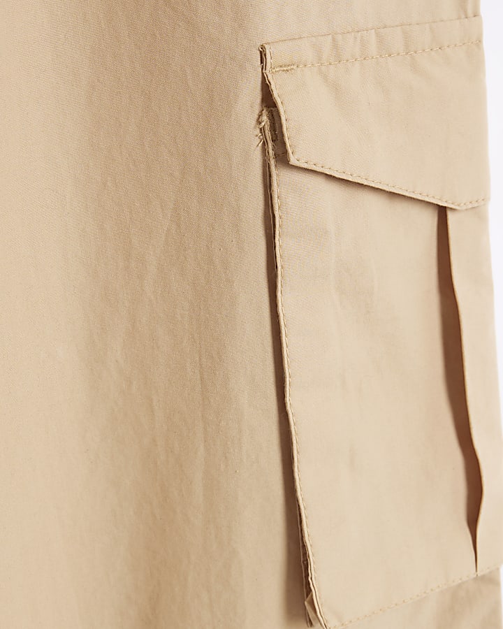 Girls beige wide leg cargo trousers