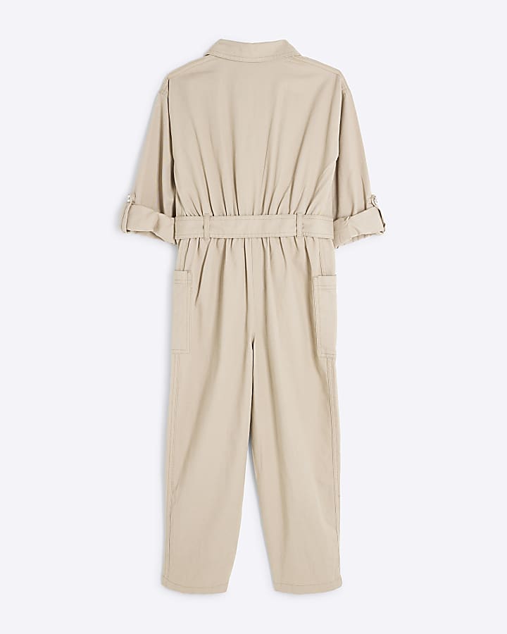 Girls stone utility belted jumpsuit