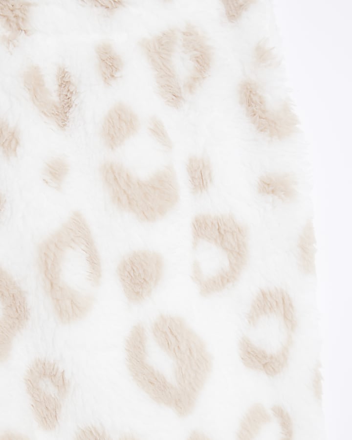 Girls Beige Leopard Shorts Loungewear Set