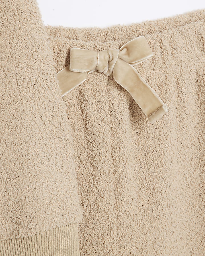 Beige girls hoodie loungewear set