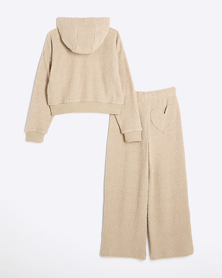 Beige girls hoodie loungewear set