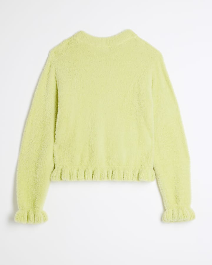 Girls Lime Frill Cropped Jumper