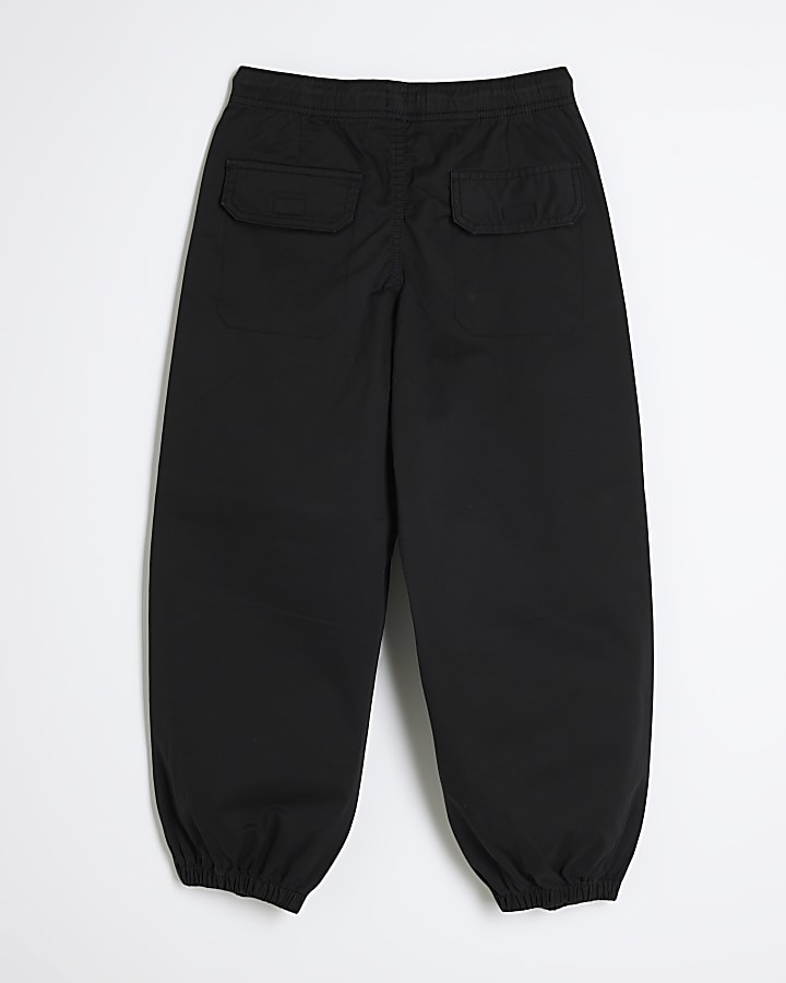 Boys Black Cargo Trousers