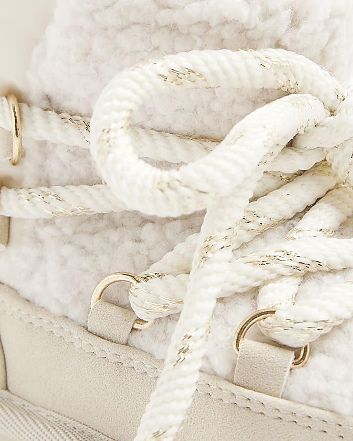 Mini Girls Cream Hiker Boots