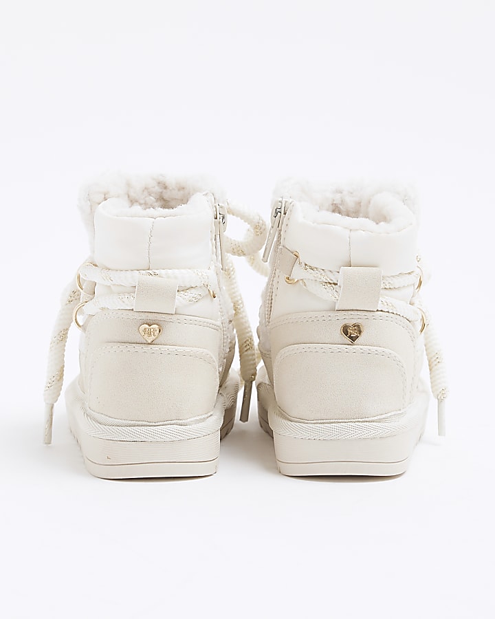 Mini Girls Cream Hiker Boots