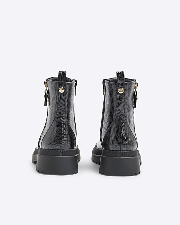 Girls Black RI Patent Side Zip Boots