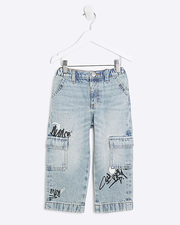 Mini Boys Blue Graffiti Loose Jeans