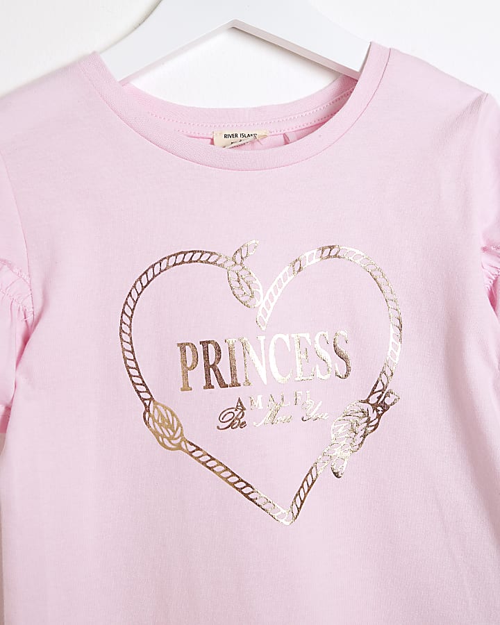 Mini girls pink princess t-shirt set