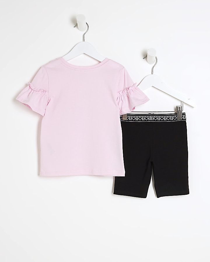 Mini girls pink princess t-shirt set