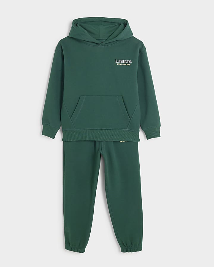 Boys green embroidered hoodie and joggers set