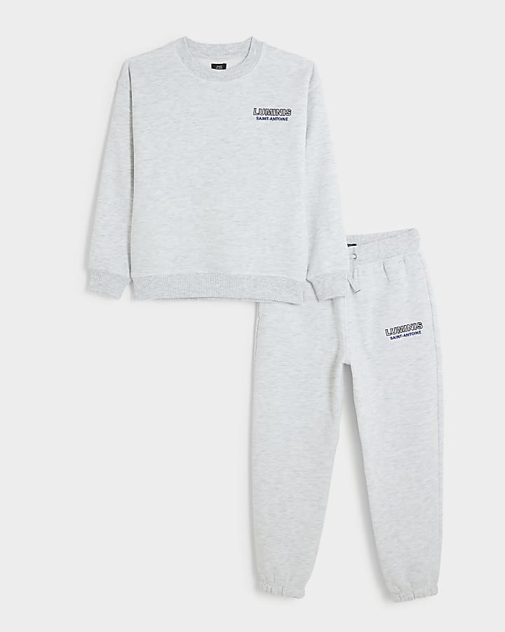 Boys grey embroidered Luminis sweatshirt set