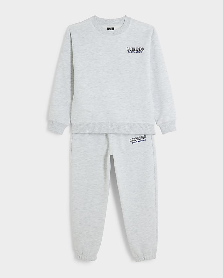 Boys grey embroidered Luminis sweatshirt set