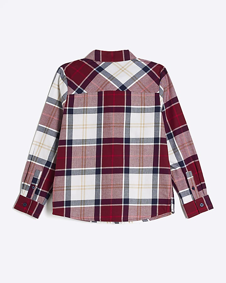 Boys red check long sleeve shirt